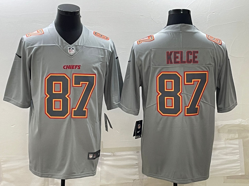 Men's Kansas City Chiefs #87 Travis Kelce Gray Atmosphere Fashion Stitched Jersey Men's Kansas City Chiefs #87 Travis Kelce Gray Atmosphere Fashion Stitched Jersey